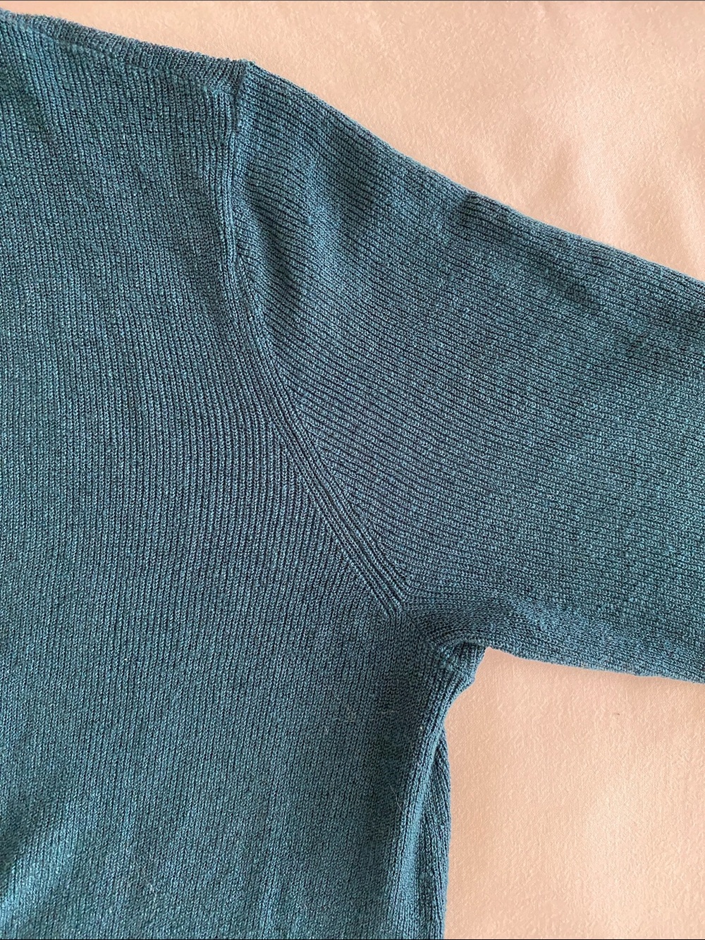 Eileen Fisher Linen blend Italian knit Teal Open-Front Pocket Cardigan size S - Picture 5 of 9